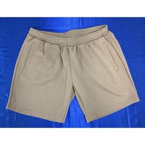 Fleece Factory Men's Medium Brown Shorts Textured Inner Drawstring 7" Gym Casual